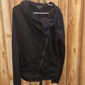 Modcloth POL Black Asymmetrical Zip Hoodie Jacket size L